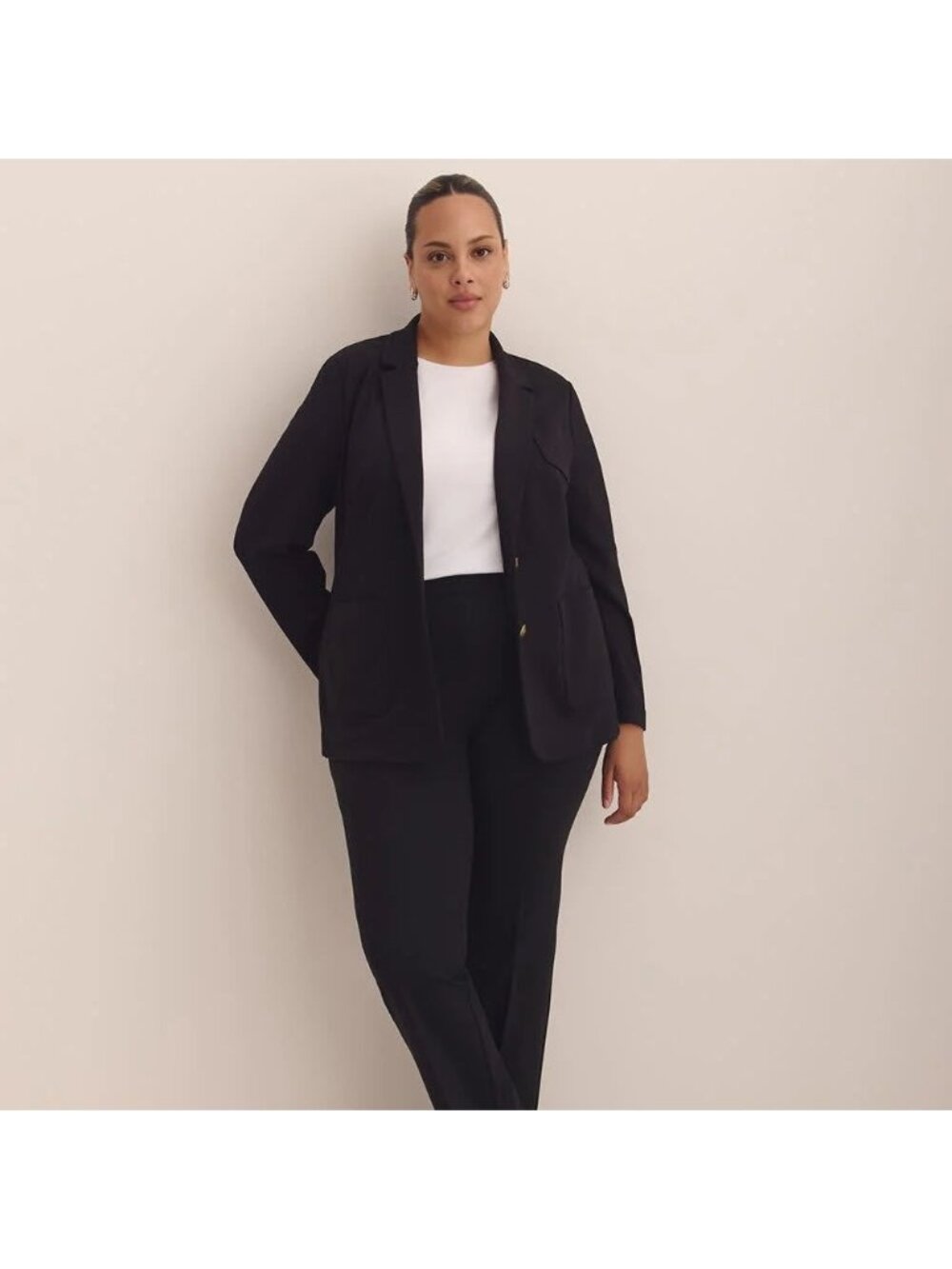 Penningtons Black Ponte Stretch Unlined Blazer Office Jacket Size 26 New